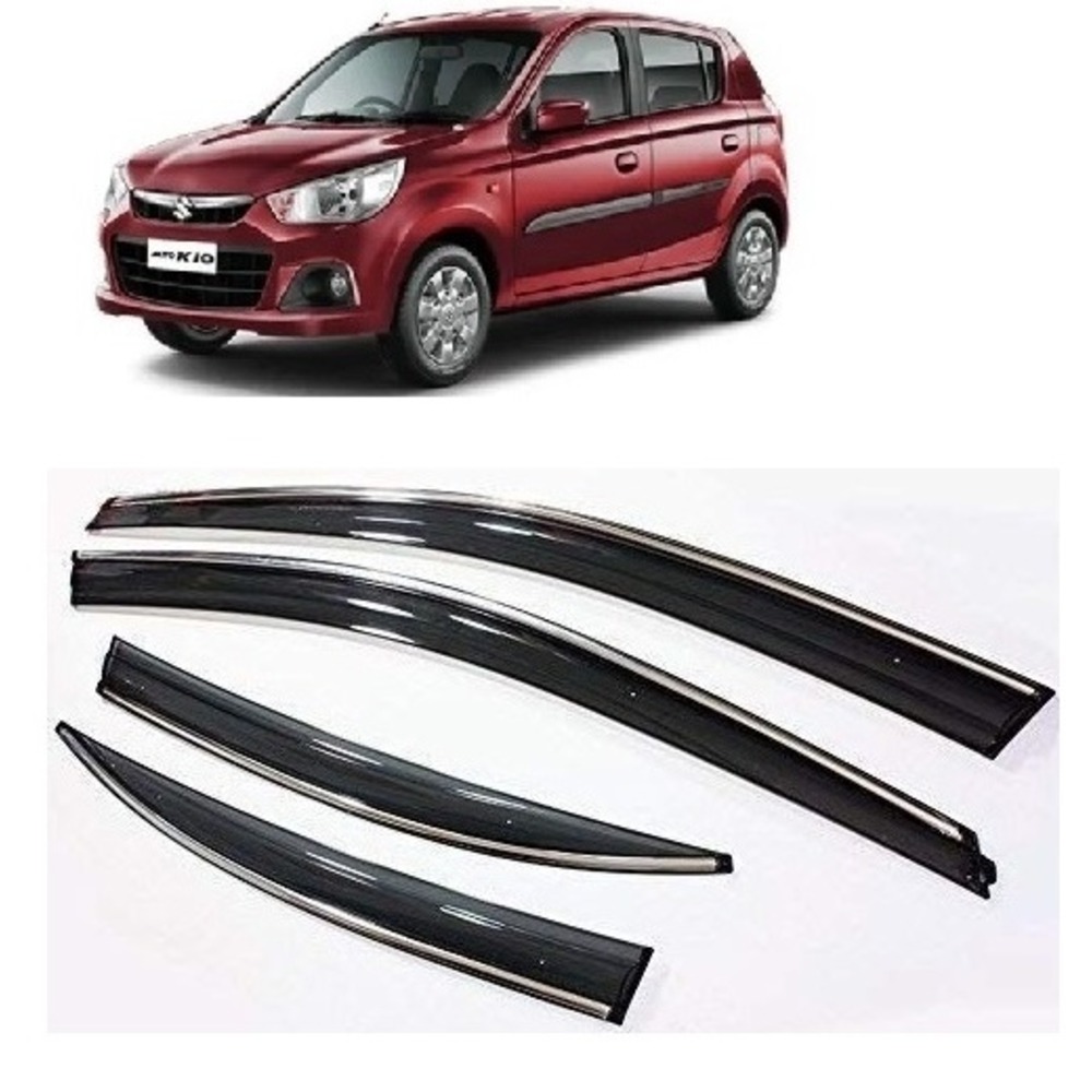 rain window door visor wind deflectors and sunshield protectors For Alto K10 - black